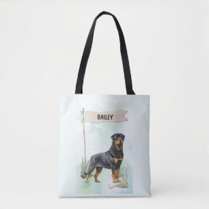 Rottweiler Wasserfarbe Personalisierter Hund Tasche