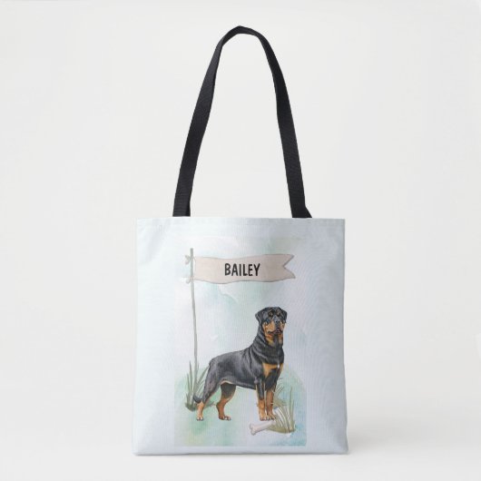 Rottweiler Wasserfarbe Personalisierter Hund Tasche (Vorderseite)
