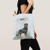 Rottweiler Wasserfarbe Personalisierter Hund Tasche (Von Nahem)