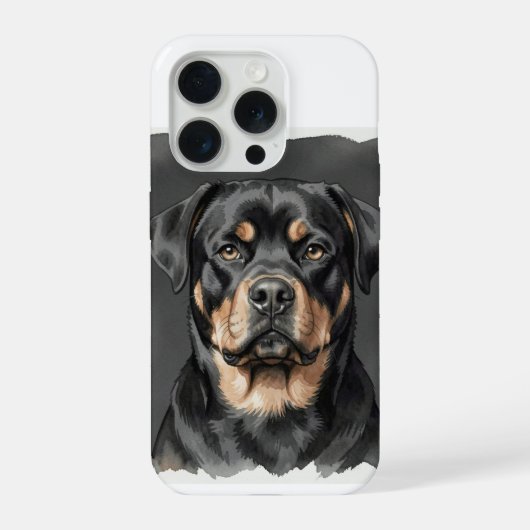 Rottweiler-Wasserfarbenporträt iPhone Hülle (Rückseite)
