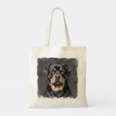 Rottweiler-Wasserfarbenporträt Tragetasche (Rückseite)