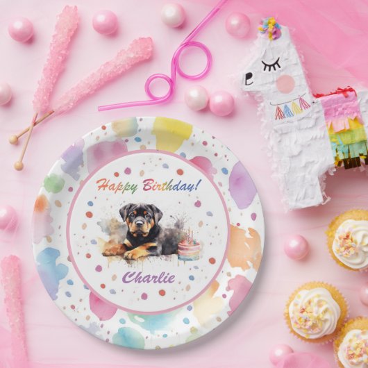 Rottweiler Wasserfarbpapier-Platte Pappteller (Party)