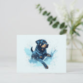 Rottweiler Wassersport Postkarte (Stehend Vorderseite)
