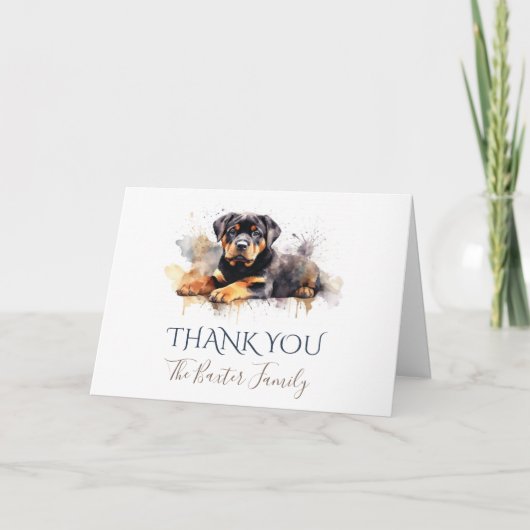 Rottweiler Watercolor Dankeschön Karte (Vorderseite)