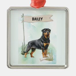 Rottweiler Watercolor Personalized Dog Ornament Aus Metall