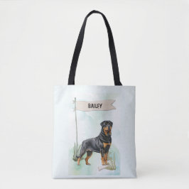 Rottweiler Watercolor Personalized Dog Tasche