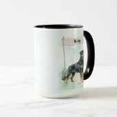Rottweiler Watercolor Personalized Dog Tasse (VorderseiteRechts)