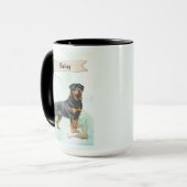 Rottweiler Watercolor Personalized Dog Tasse (Vorderseite Links)