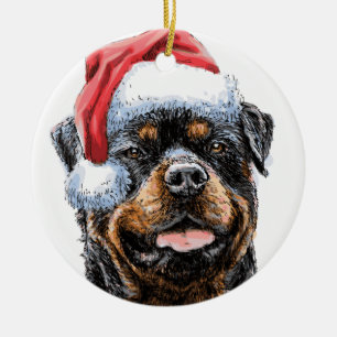 Rottweiler Watercolor Santa Keramik Ornament