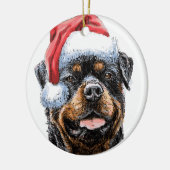 Rottweiler Watercolor Santa Keramik Ornament (Links)