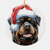 Rottweiler Watercolor Santa Keramik Ornament (Hinten)