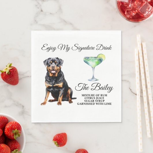 Rottweiler Wedding Signature Drink Serviette (Beispiel)