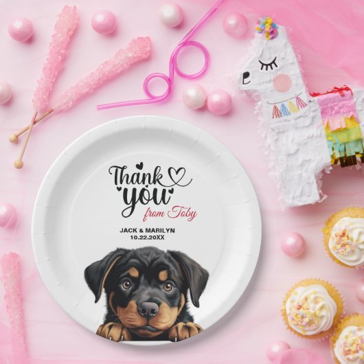 Rottweiler Wedding Vielen Dank Pappteller (Party)