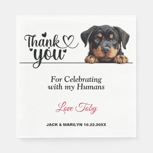 Rottweiler Wedding Vielen Dank Serviette (Vorderseite)