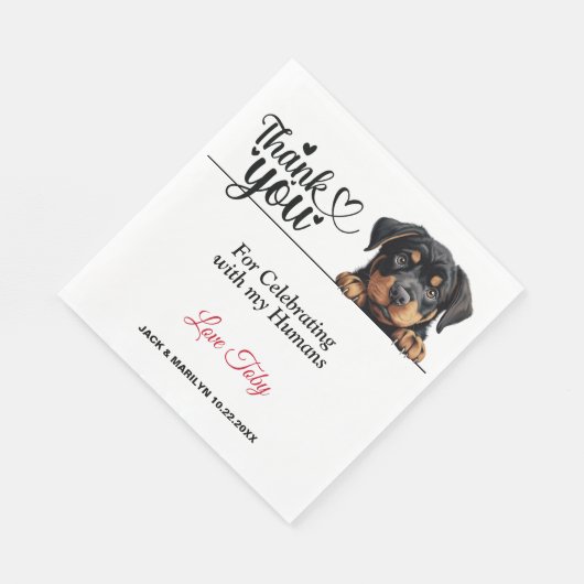 Rottweiler Wedding Vielen Dank Serviette (Ecke)