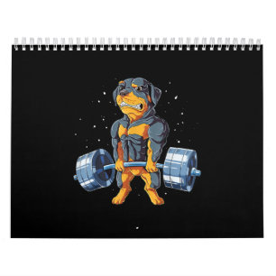 Rottweiler Weighlift Funny Deadlift Männer Fitness Kalender