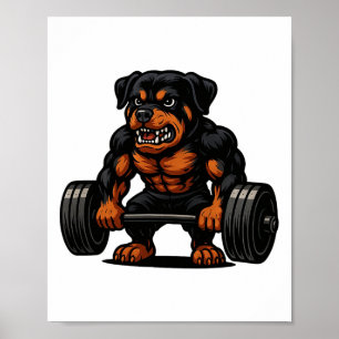 Rottweiler Weightlift Bodybuilder Trainingsgym D Poster