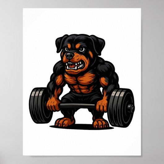 Rottweiler Weightlift Bodybuilder Trainingsgym D Poster (Vorne)