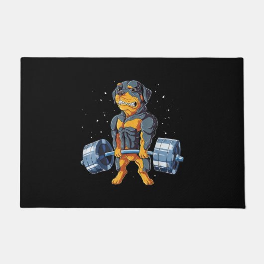 Rottweiler Weightlift Funny Deadlift Men Fitnes Fußmatte (Vorderseite)