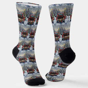 Rottweiler Weihnachten Roter LKW Urlaub Socken