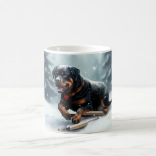 Rottweiler Weihnachten Schnee Winter Kissenhülle Kaffeetasse