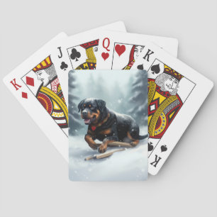 Rottweiler Weihnachten Schnee Winter Kissenhülle Spielkarten