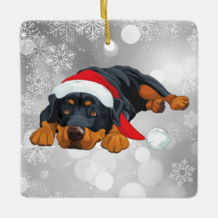 Rottweiler Weihnachtsbaum Keramikornament