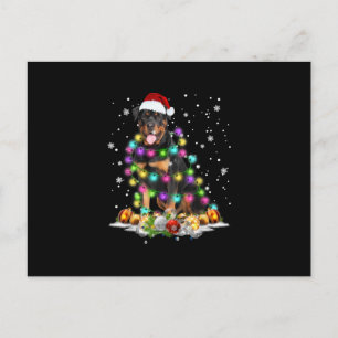 Rottweiler Weihnachtsbaum Lichter Xmas Postkarte