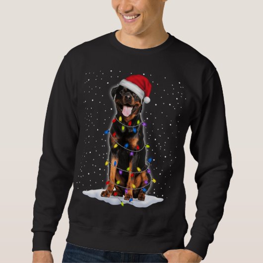 Rottweiler Weihnachtsbaum Lichter Xmas Sweatshirt (Vorderseite)
