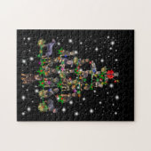 Rottweiler Weihnachtsbaum mit leuchtendem Licht be Puzzle (Horizontal)