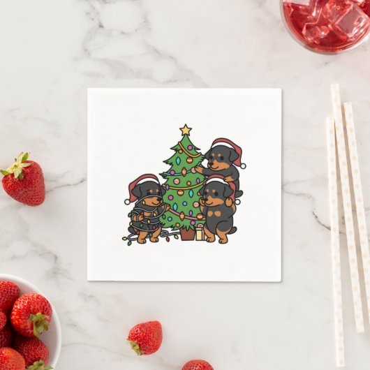 Rottweiler Weihnachtsbaum Serviette (Beispiel)