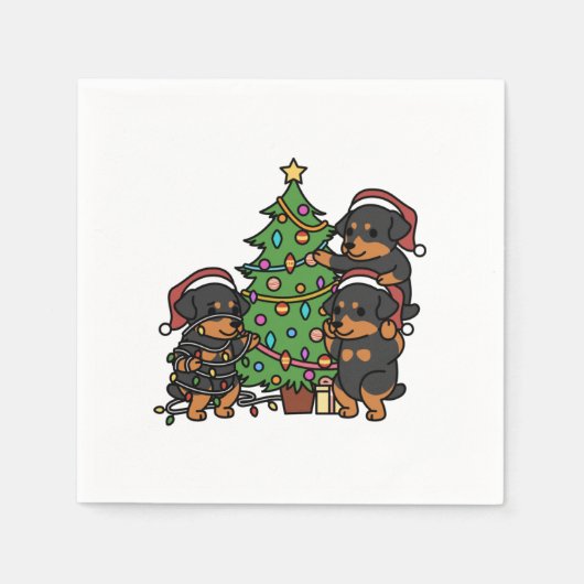 Rottweiler Weihnachtsbaum Serviette (Vorderseite)