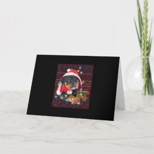 Rottweiler Weihnachtsbeleuchtung hässlicher Pullov Feiertagskarte