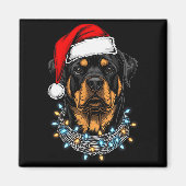 Rottweiler Weihnachtsbeleuchtung Weihnachtsmann Xm Magnet (Vorne)