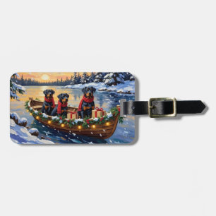 Rottweiler Weihnachtsboot Urlaub Gepäckanhänger