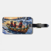 Rottweiler Weihnachtsboot Urlaub Gepäckanhänger (Rückseite horizontal)