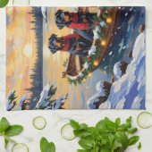 Rottweiler Weihnachtsboot Urlaub Geschirrtuch (Gefaltet)
