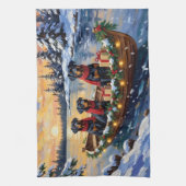 Rottweiler Weihnachtsboot Urlaub Geschirrtuch (Vertikal)