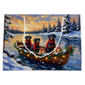 Rottweiler Weihnachtsboot Urlaub Große Geschenktüte (Vorderseite)
