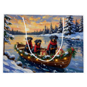 Rottweiler Weihnachtsboot Urlaub Große Geschenktüte (Rückseite)