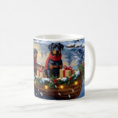 Rottweiler Weihnachtsboot Urlaub Kaffeetasse (VorderseiteRechts)