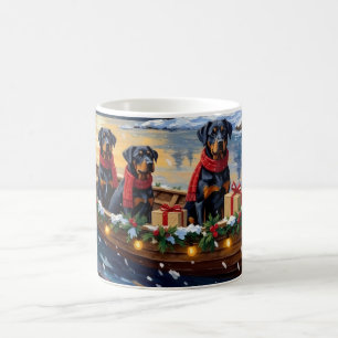 Rottweiler Weihnachtsboot Urlaub Kaffeetasse