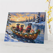 Rottweiler Weihnachtsboot Urlaub Karte (Gelbe Blume)