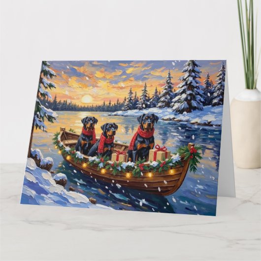 Rottweiler Weihnachtsboot Urlaub Karte (Vorderseite)