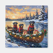 Rottweiler Weihnachtsboot Urlaub Magnet (Vorne)