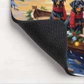 Rottweiler Weihnachtsboot Urlaub Mousepad (Ecke)