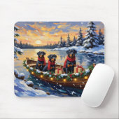 Rottweiler Weihnachtsboot Urlaub Mousepad (Mit Mouse)