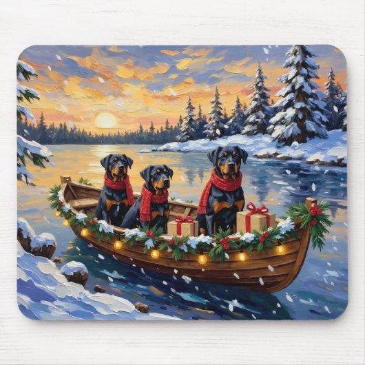 Rottweiler Weihnachtsboot Urlaub Mousepad (Vorne)