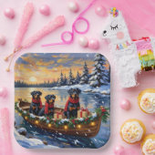 Rottweiler Weihnachtsboot Urlaub Pappteller (Party)