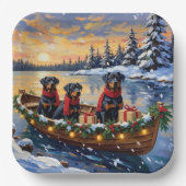 Rottweiler Weihnachtsboot Urlaub Pappteller (Vorderseite)